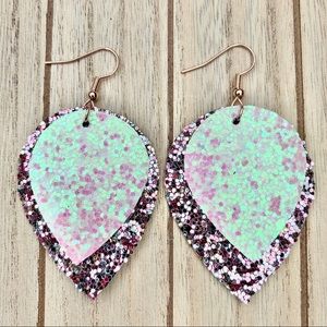 New! | Handmade Faux Leather Earrings Double